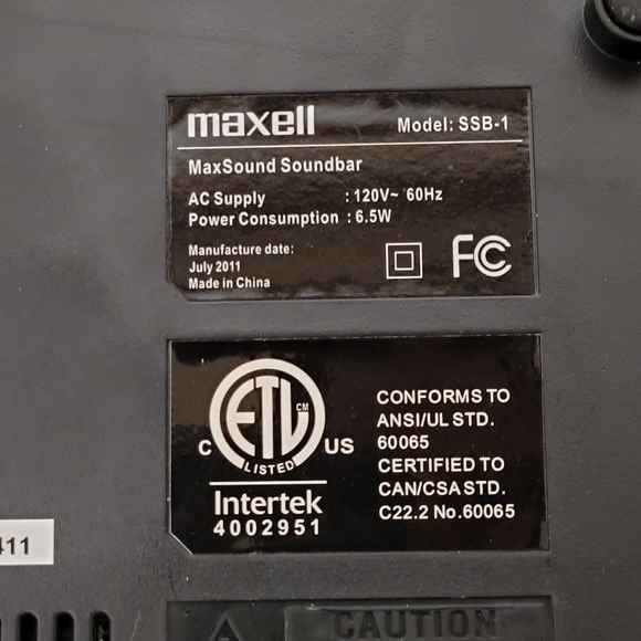 Maxell SSB-1 MaxSound Soundbar Tabletop Speaker with Built-in Subwoofer - TESTED - Picture 5 of 6